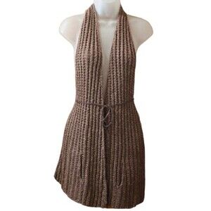 Vintage Scarf Vest Bohemian Hippy Tie Around Scarf With Pockets